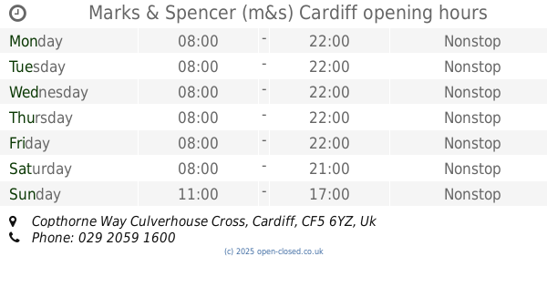 Marks and Spencer Culverhouse Cross Cardiff Opening Hours