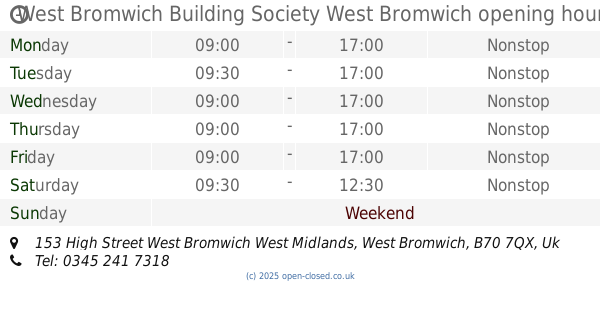 West Bromwich Building Society Opening Times