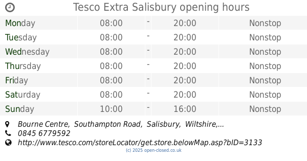 Tesco Salisbury Southampton Road Opening Times