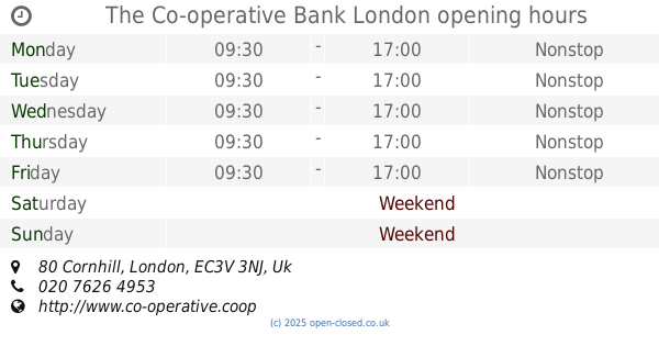 Co Op Bank Holiday Opening Hours