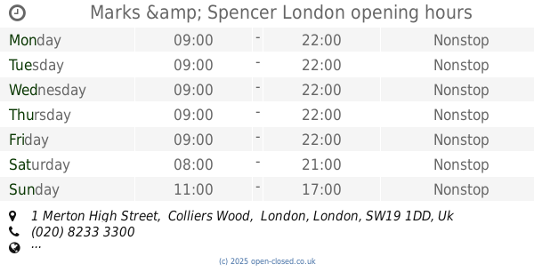 Marks and Spencers Colliers Wood Opening Times