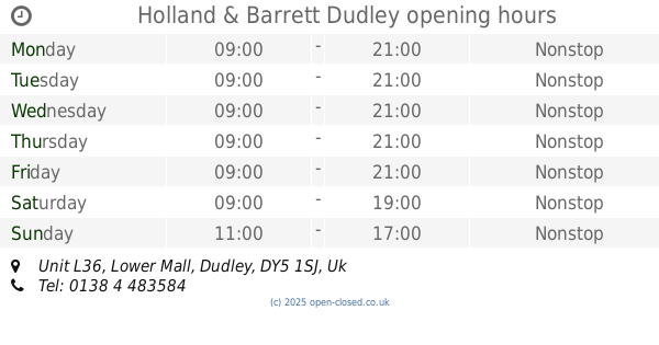 Holland and Barrett Opening Times Bank Holiday