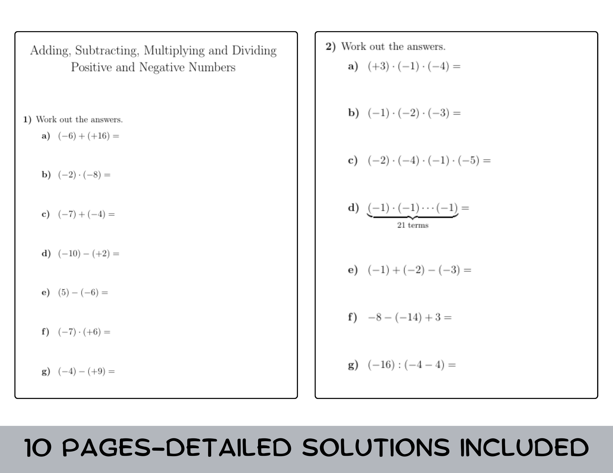 Adding Subtracting Multiplying and Dividing Integers Worksheet Pdf with Answers