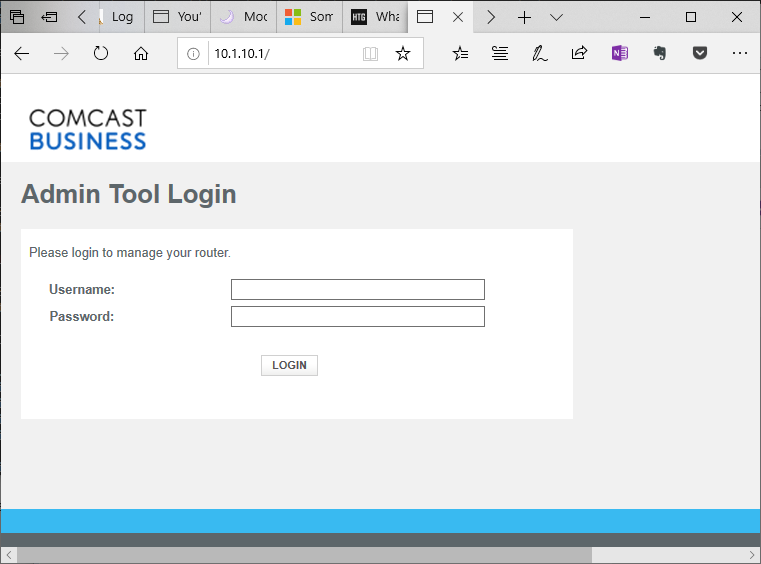 Default Login for Comcast Business Router
