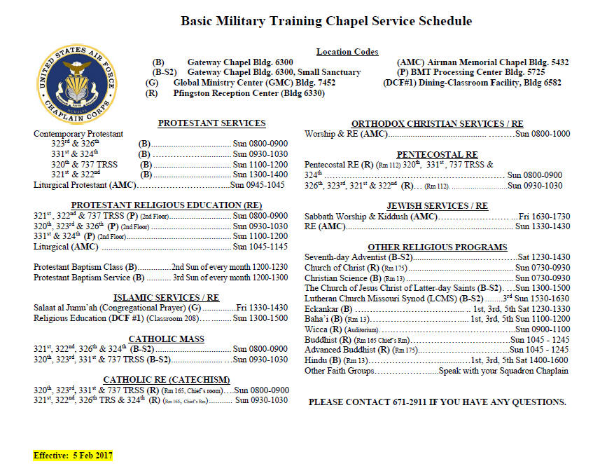 Air Force Basic Military Training Schedule