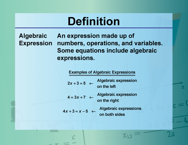 Definition of Algebraic Expression in Maths