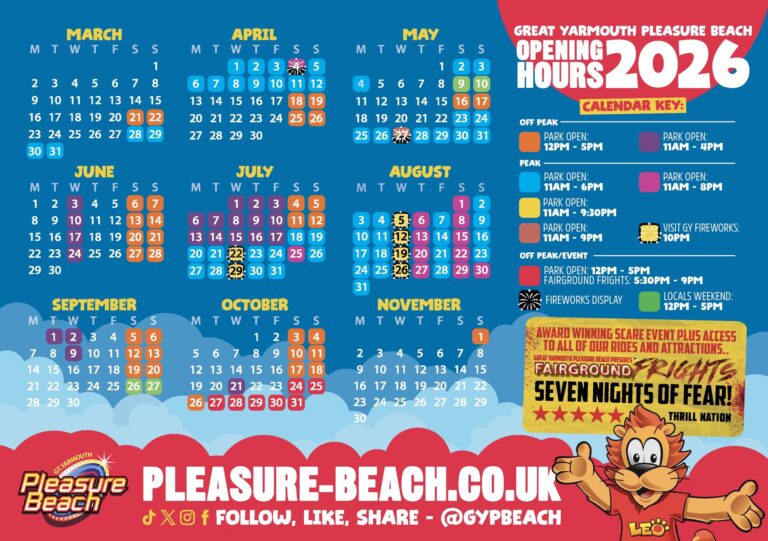 Great Yarmouth Pleasure Beach Opening Times 2026