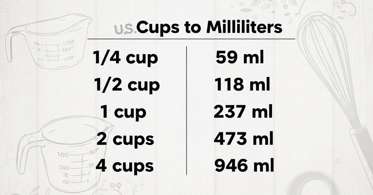 What Is 1/4 Cup in Milliliters