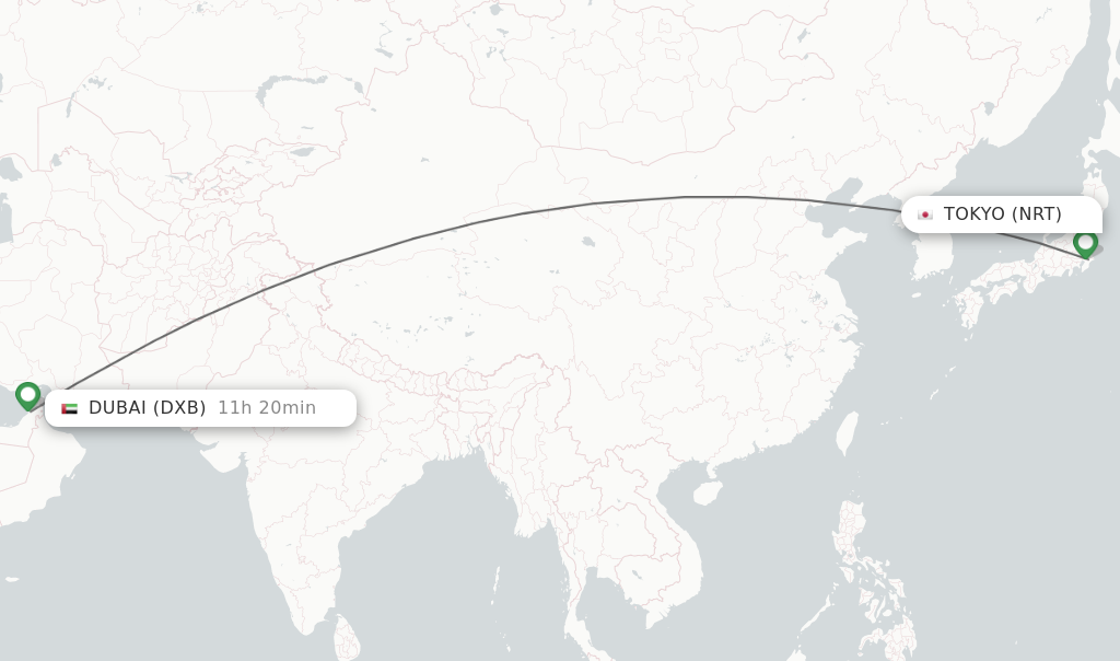 Dubai to Japan Flight Duration