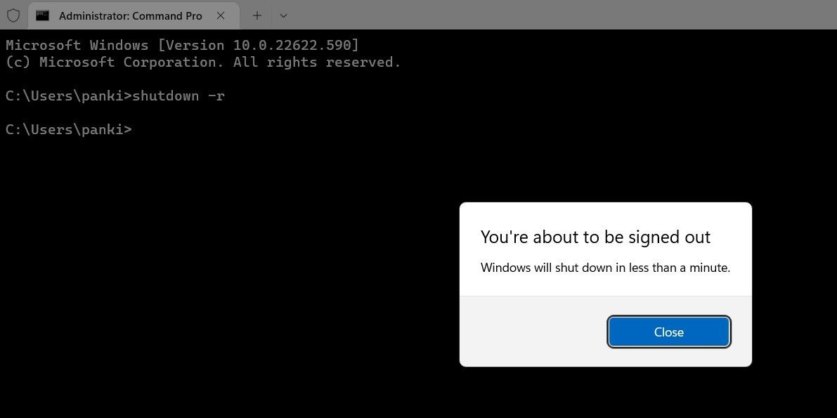 Command Prompt to Restart Computer