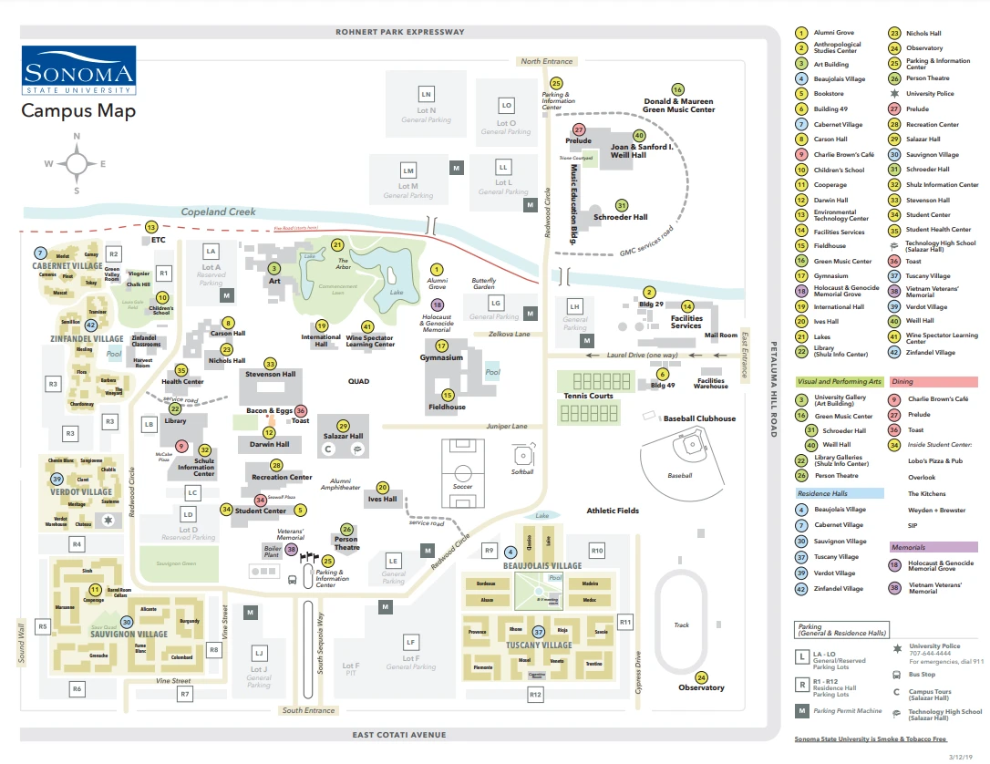 Map of Sonoma State University