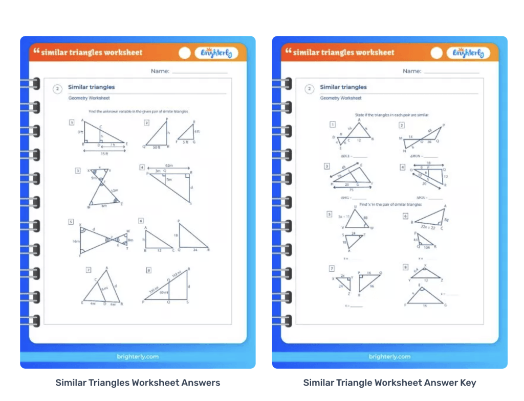 7 4 Practice Similar Triangles Sss and Sas Similarity