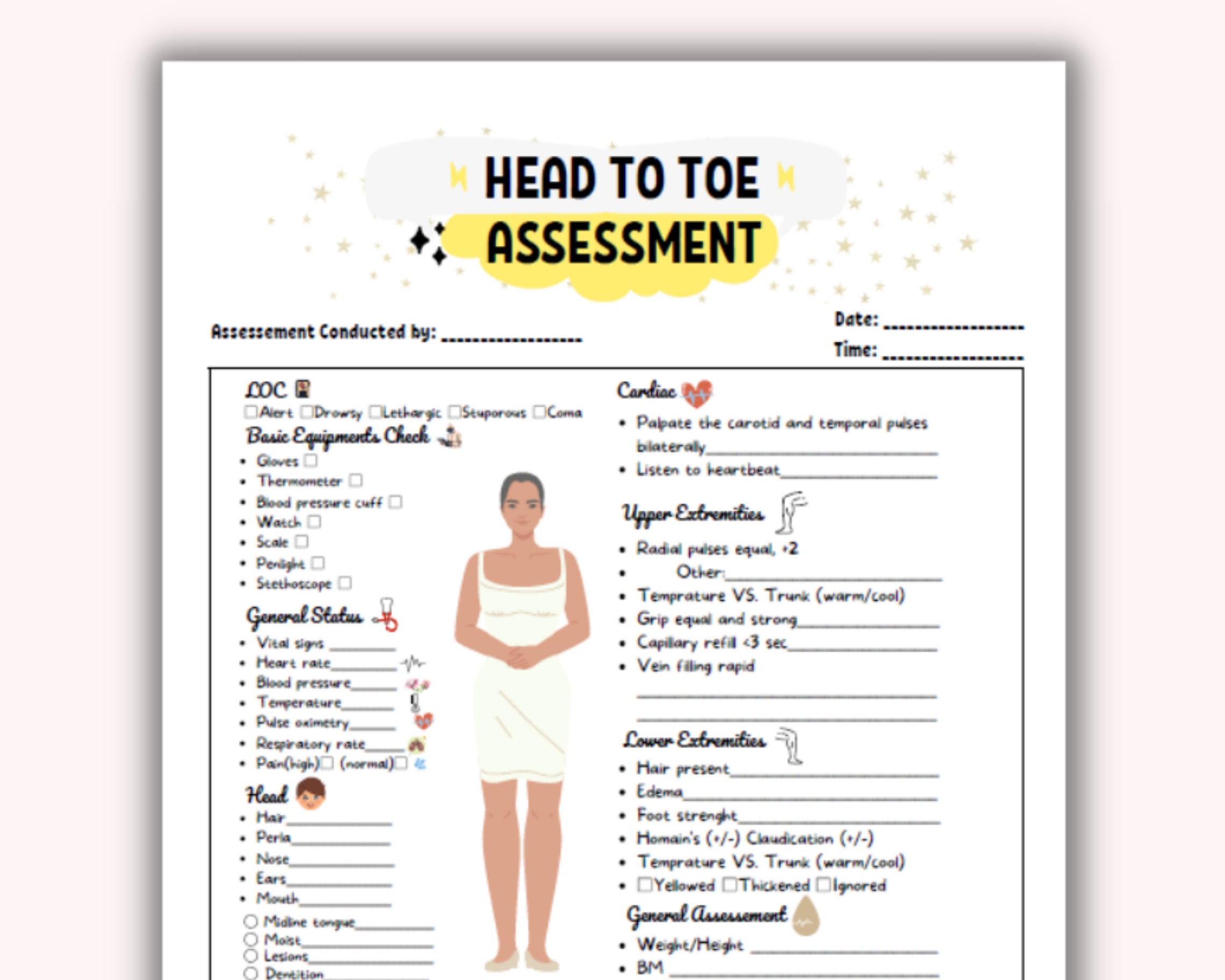 Printable Head to Toe Assessment Nursing